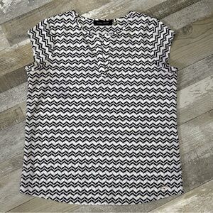Women’s Ivanka Trump Black and White V-Neck Chevron Blouse - Size Small